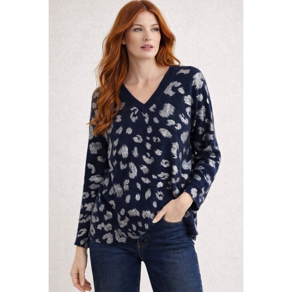 Pure Amici oversize Cashmere blue silver tunic sweater XL